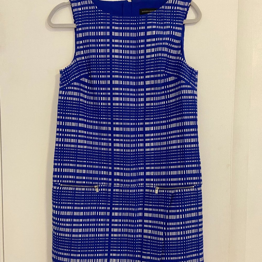 Banana Republic Blue and White Asymmetrical Dress